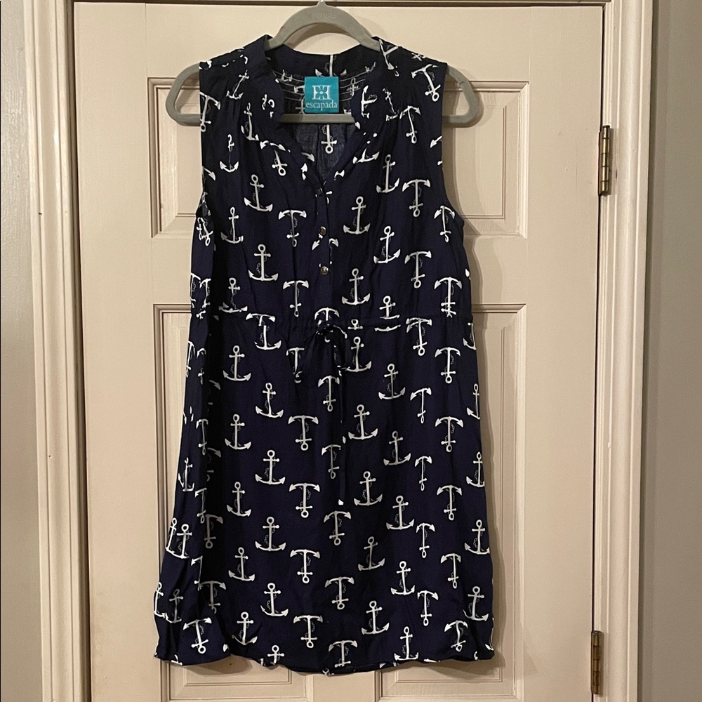 Escapada Nautical Anchor Print Sleeveless Dress/Cover Up—Size M